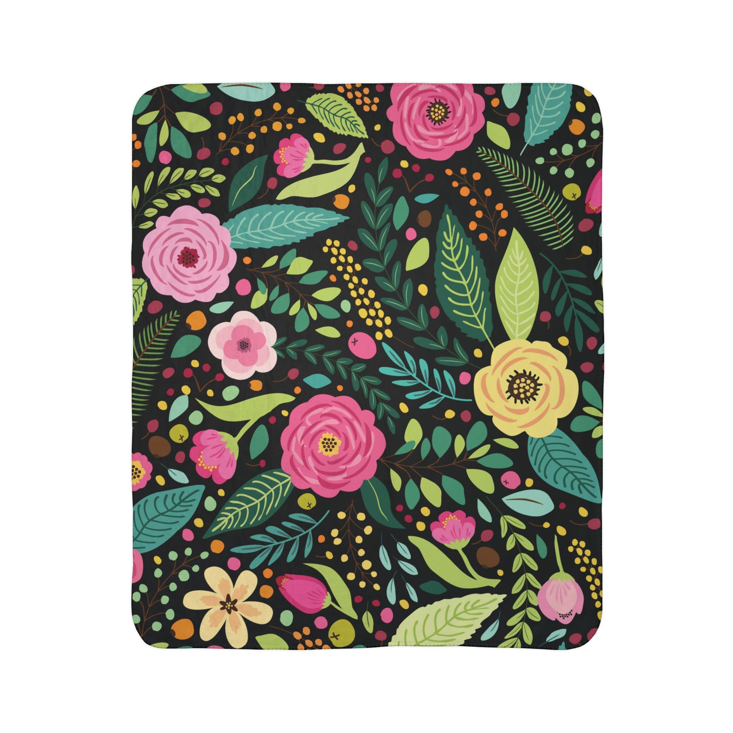 Flowers- Fleece Sherpa Blanket